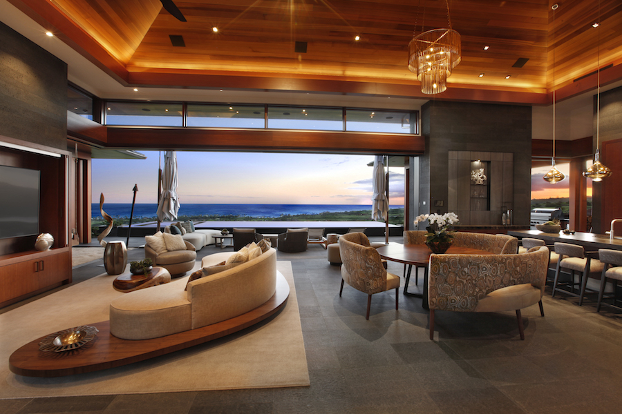 Open living room in a Greenwood home in Hawaii